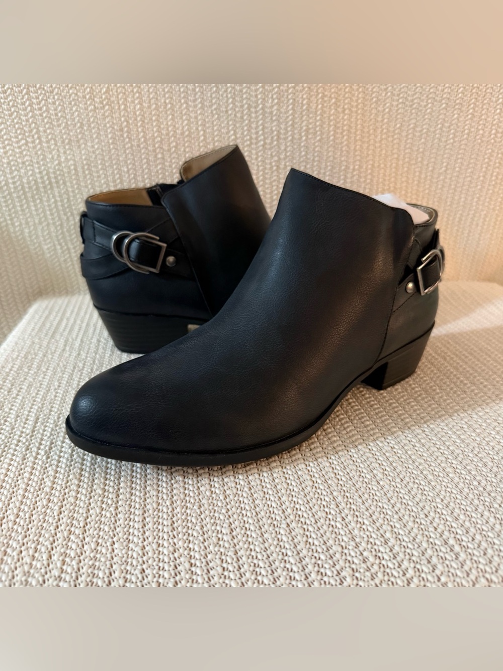 LifeStride Alexander Western Bootie Black Ankle Boots Women’s Size 8W Wide New